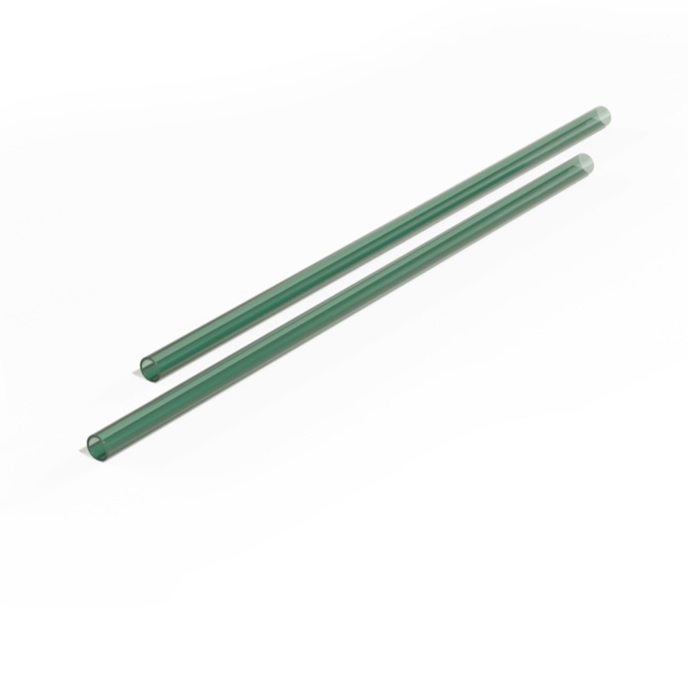 Pair of Glass Straws, clear green